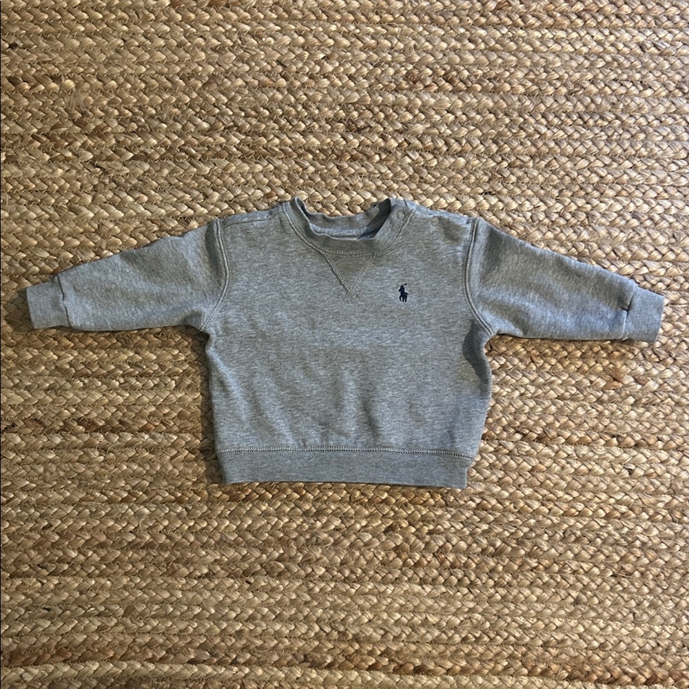 Ralph Lauren baby boy grey crewneck logo sweatshirt, 12M
